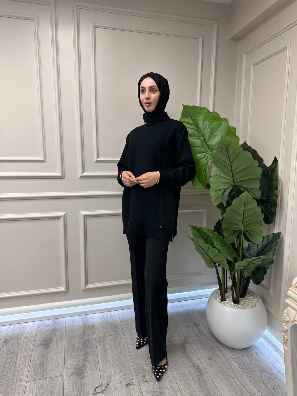 Ghisa 4730T4477 Siyah Merserize Detaylı Tunik