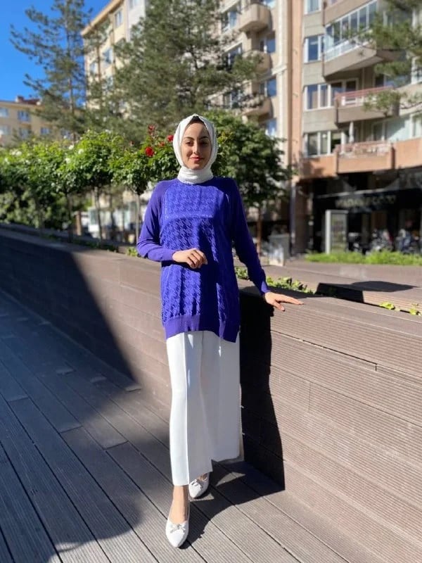 Ghisa 4YÖRTNK4612 Mor Fermuar Detaylı Tunik