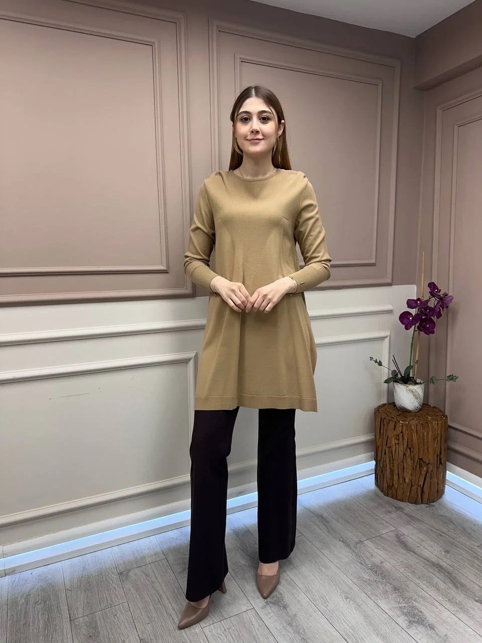 İnvee 6222 Camel Triko Tunik
