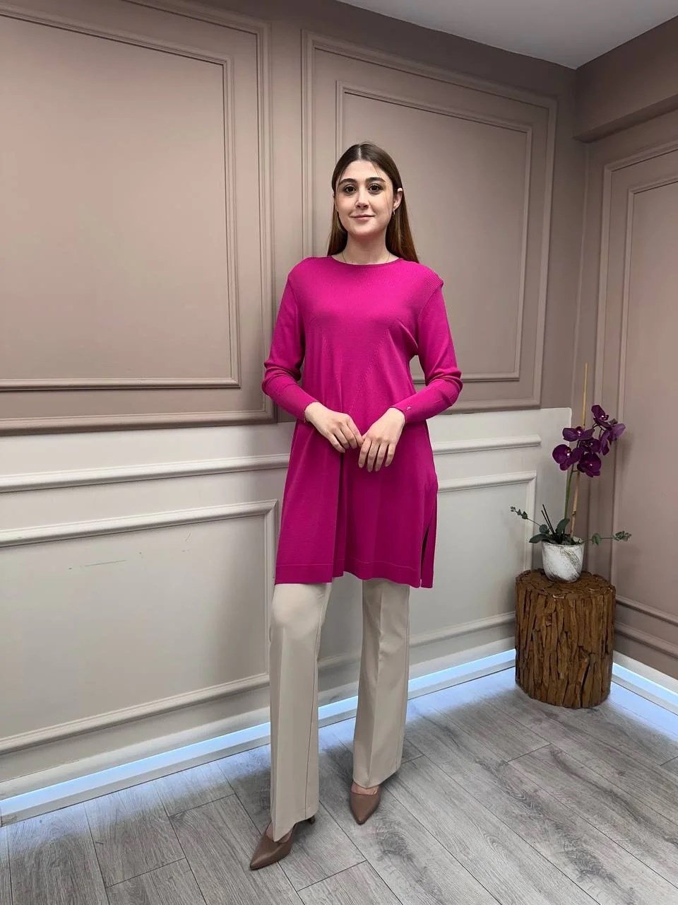 İnvee 6222 Fuşya Triko Tunik