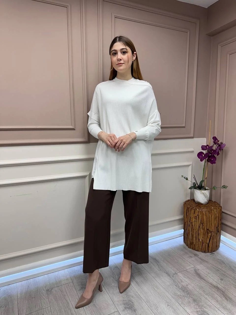 İnvee 6250 Ekru Triko Tunik