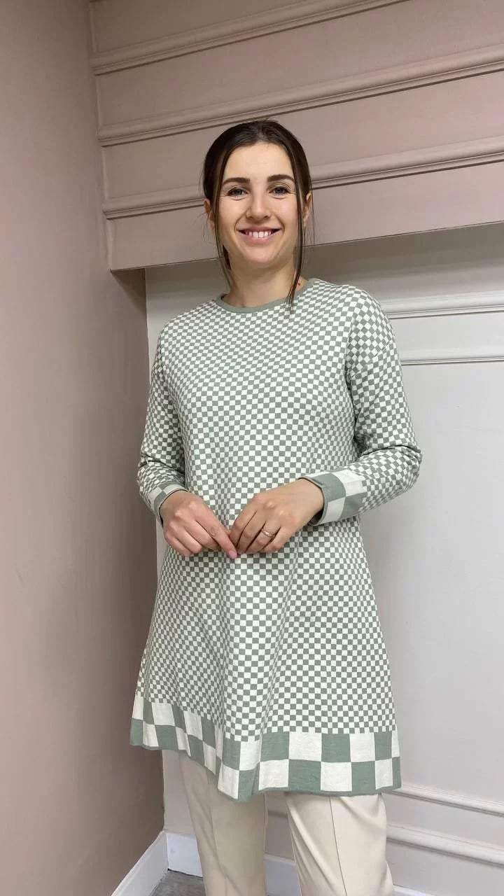 İnvee 6873 Çağla Küp Desenli Triko