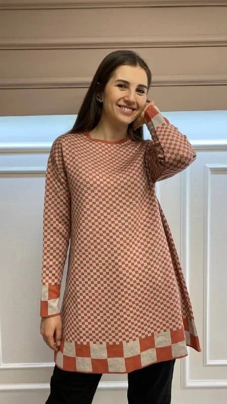 İnvee 6873 Soğan Kabuğu Küp Desenli Triko