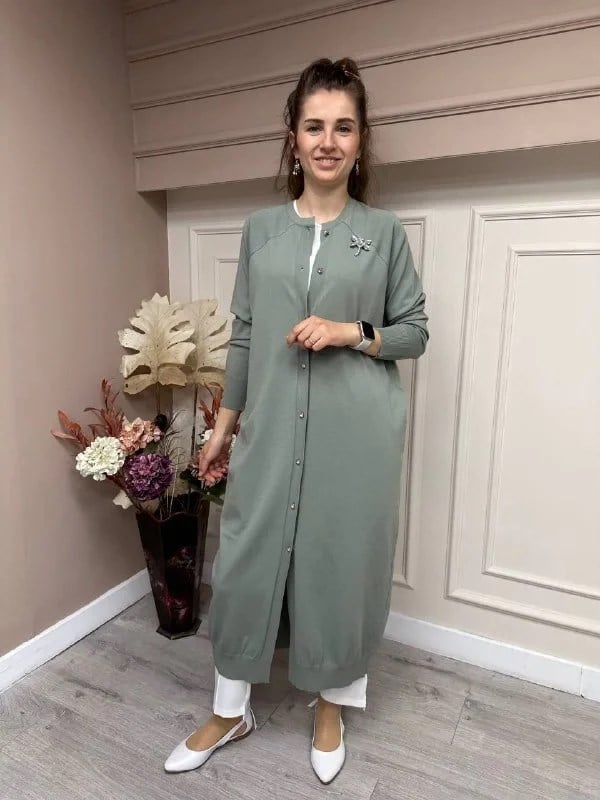 İnvee 6898 Küfrengi Uzun Yusufçuk Triko Hırka