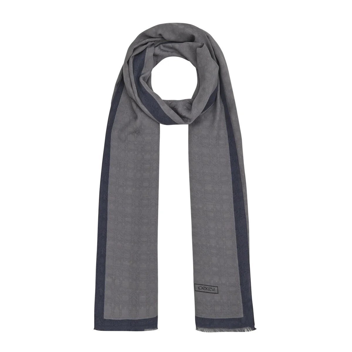 İpekevi 04356 Gri Dört Mevsim Monogram Şal
