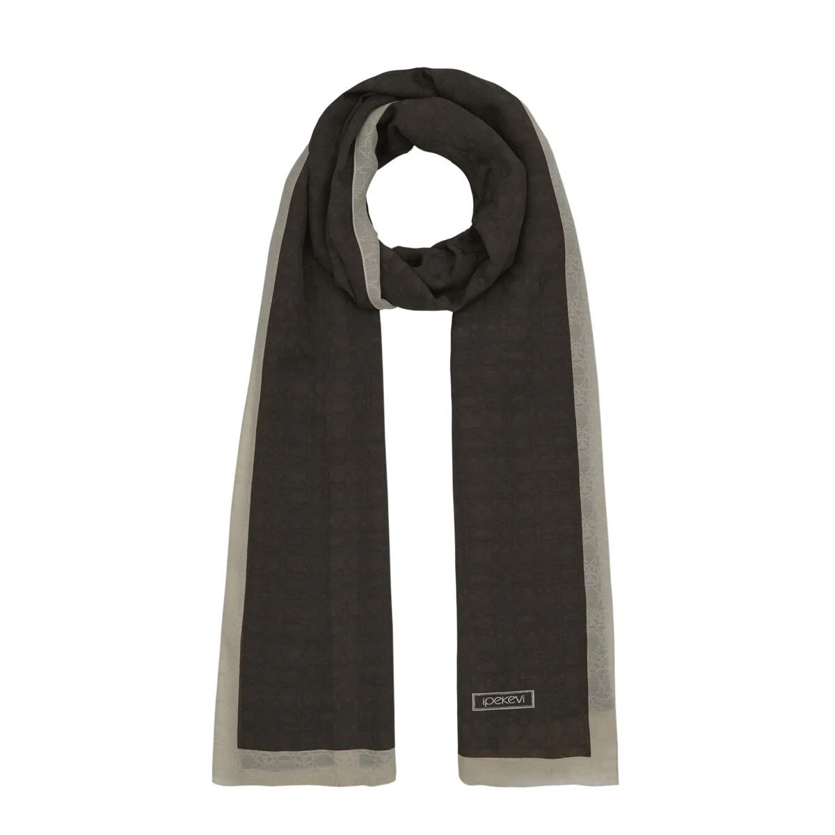 İpekevi 04356 Küllü Kahve Dört Mevsim Monogram Şal