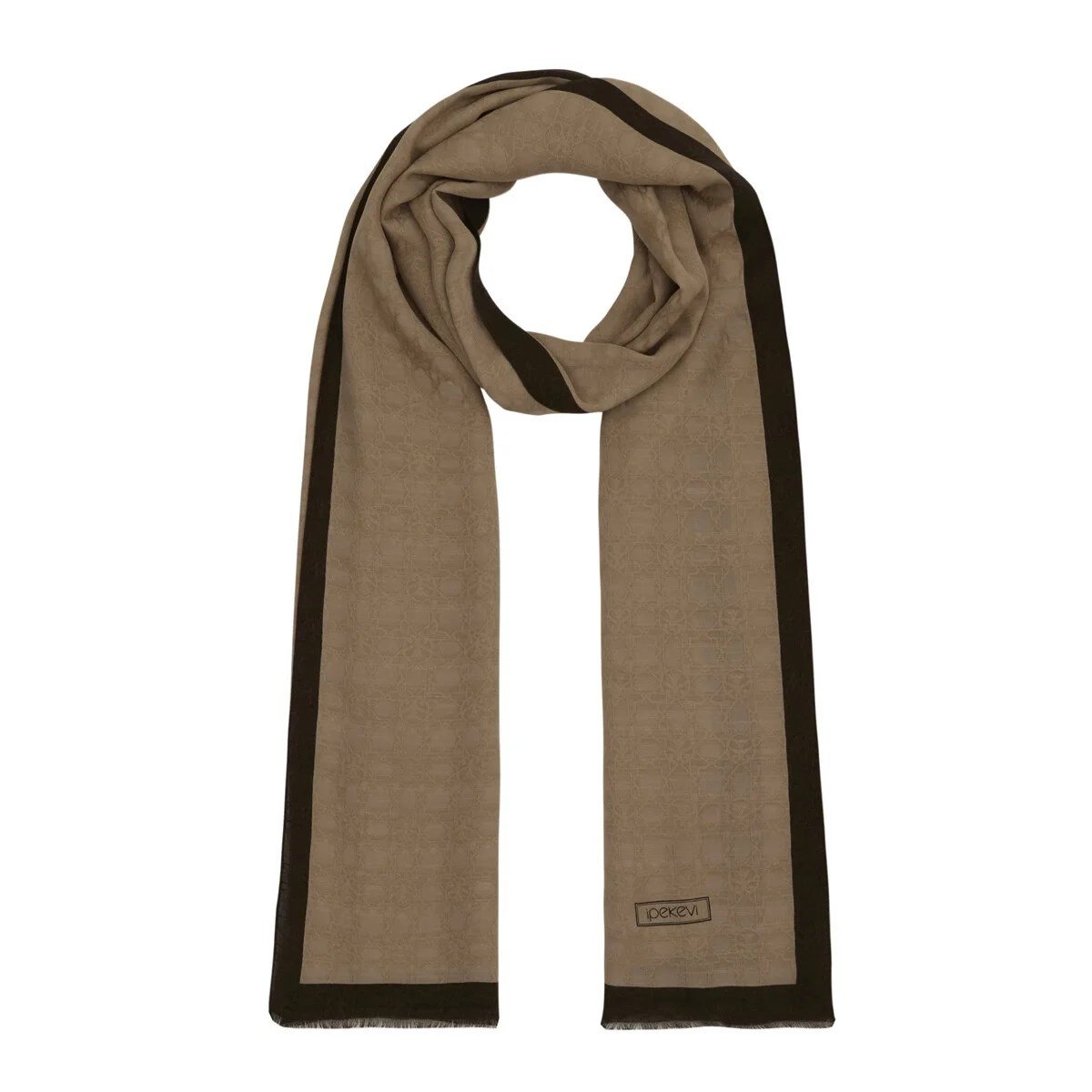 İpekevi 04356 Sütlü Kahve Dört Mevsim Monogram Şal