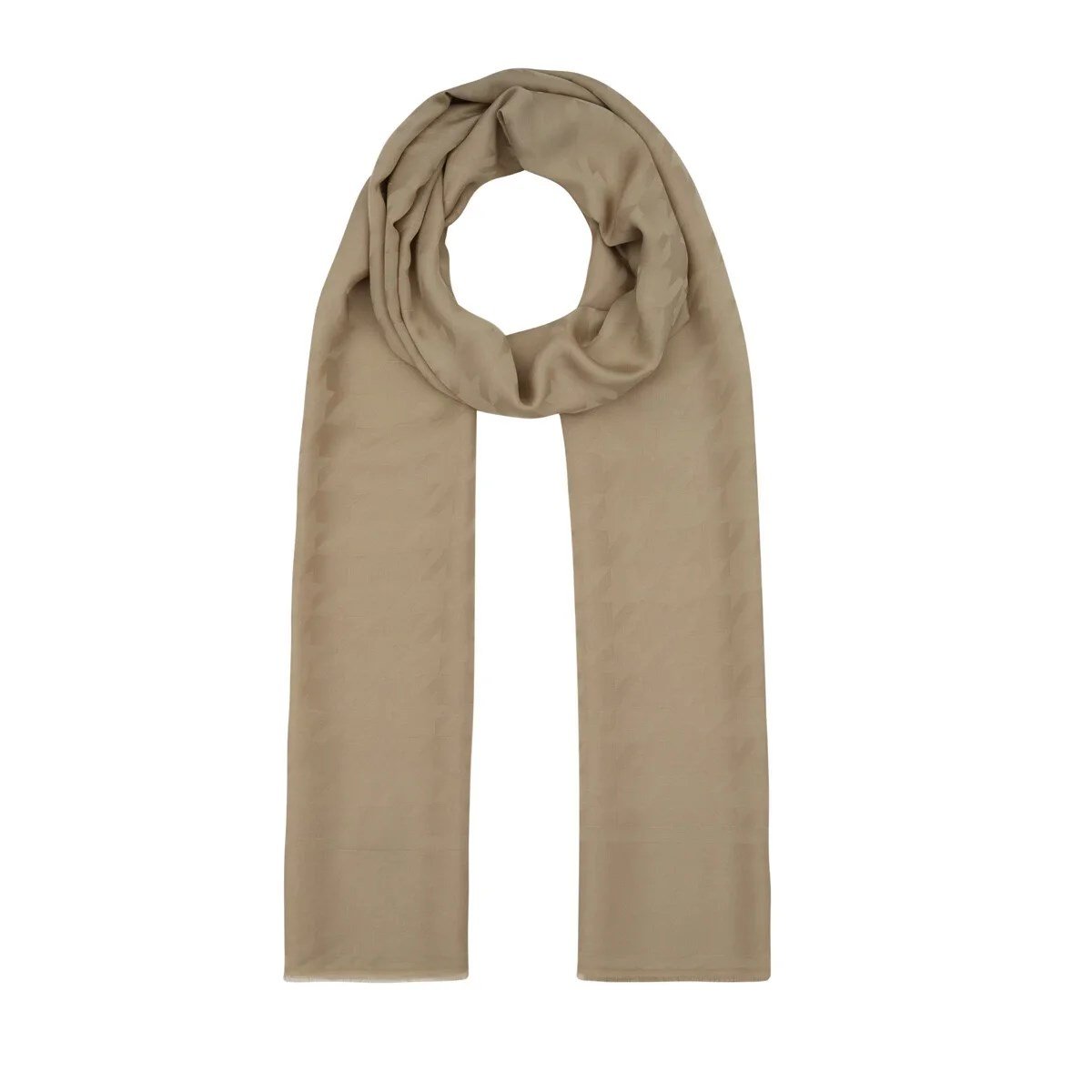 İpekevi 04390 Bej Dört Mevsim Kazayağı Desenli Monogram Şal