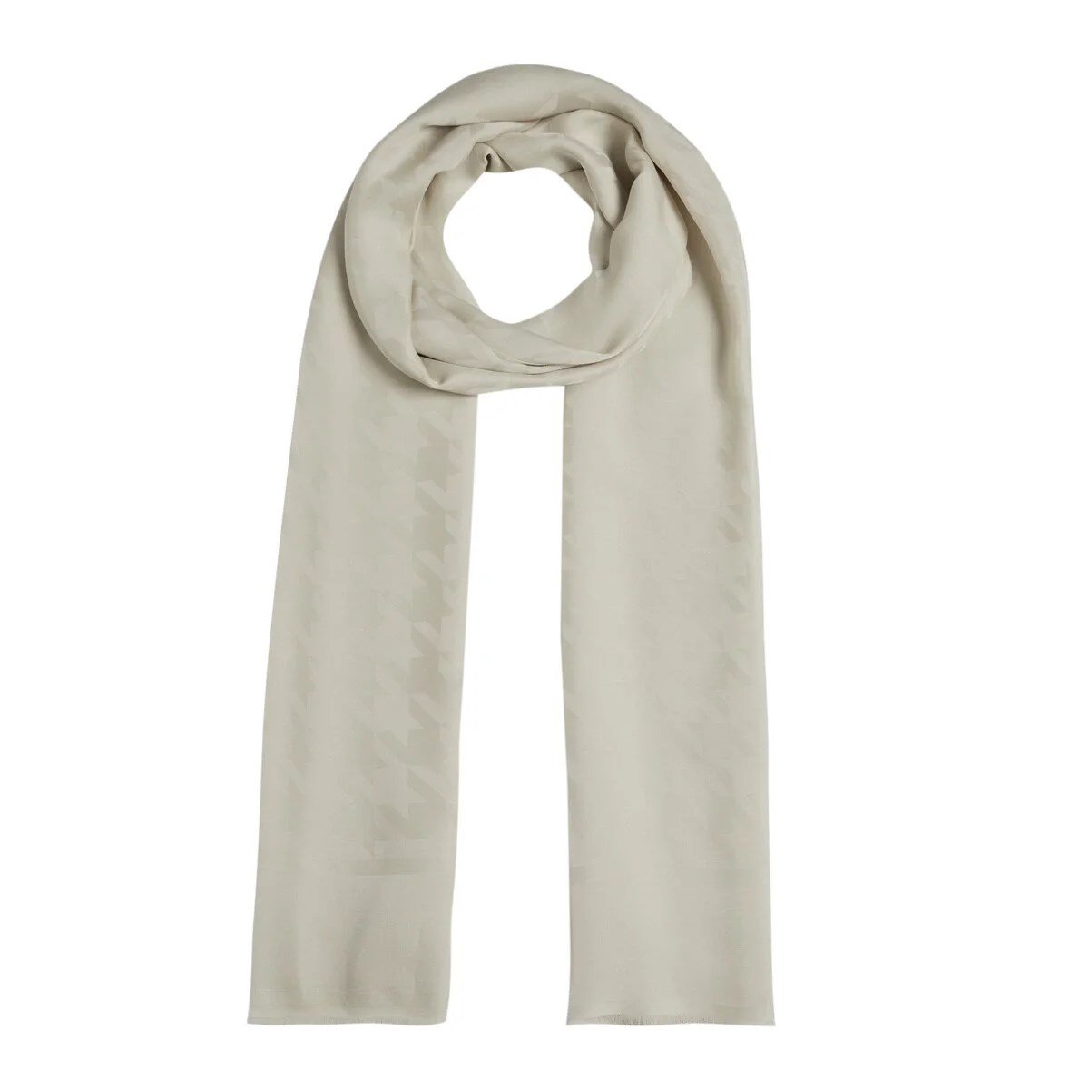 İpekevi 04390 Krem Dört Mevsim Kazayağı Desenli Monogram Şal