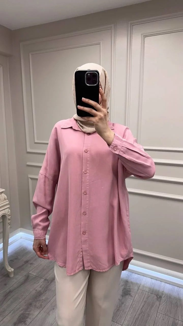 Magazin 7351 Pembe Tensel Gömlek