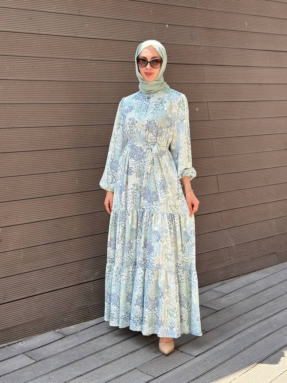 Merwish MRW1610 Buz Mavi Bloom Serisi Elbise
