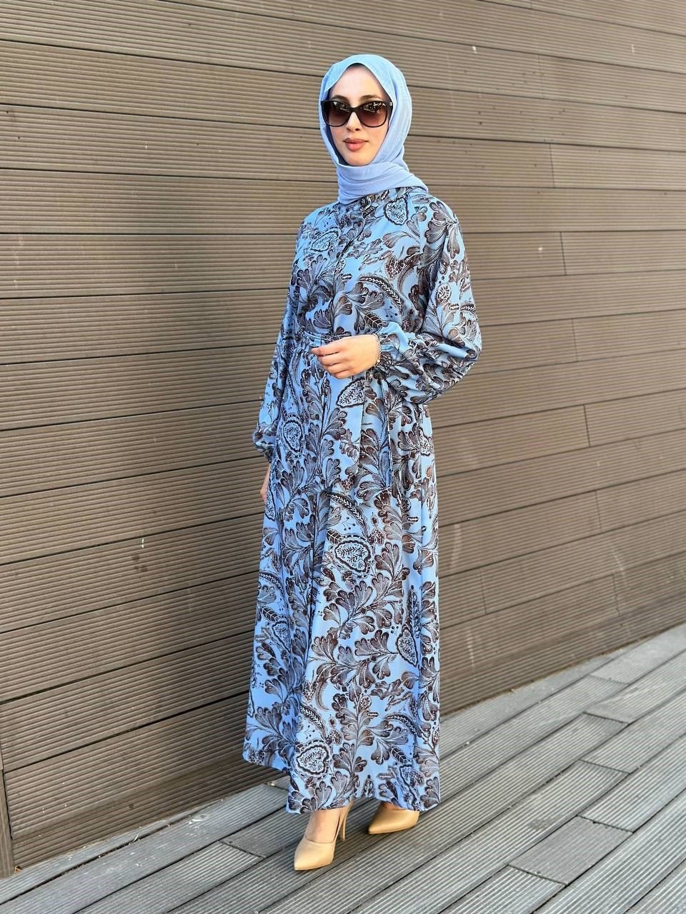 Merwish MRW1803 Bebe Mavi Lady Krep Elbise