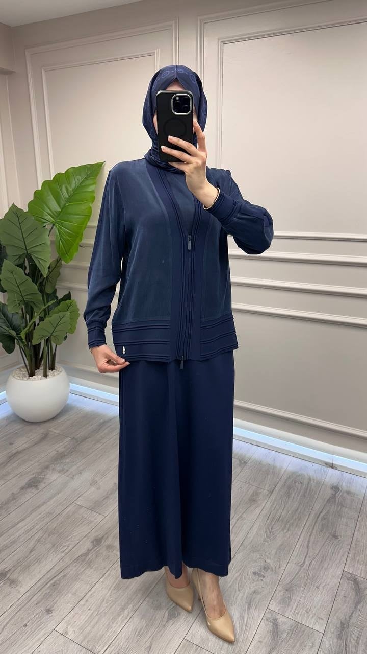 Miss Dalida 3260801 Lacivert Merserize İpek Takım