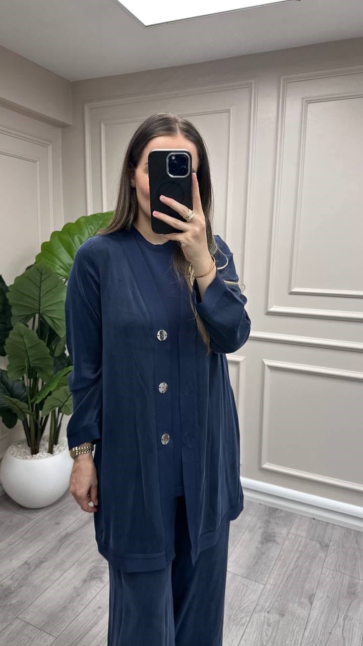 Miss Dalida 3260802 Triko İçlikli Lacivert Hırka