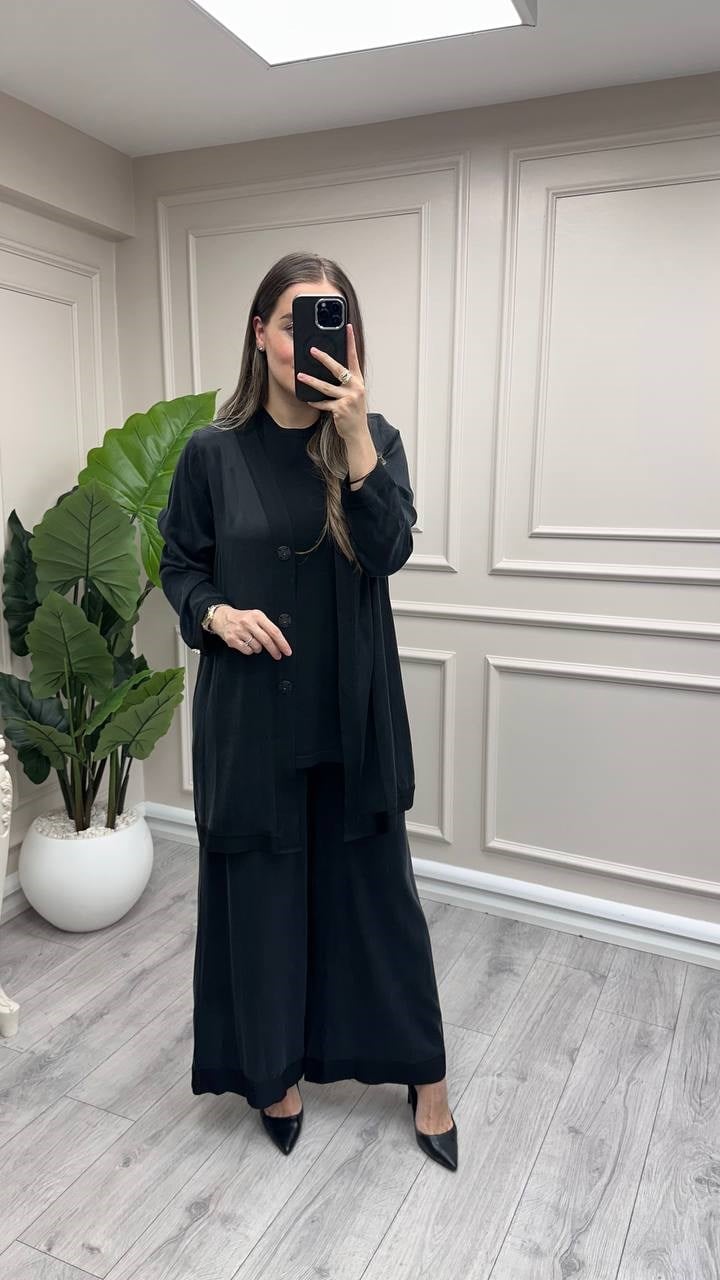 Miss Dalida 3260802 Triko İçlikli Siyah Hırka