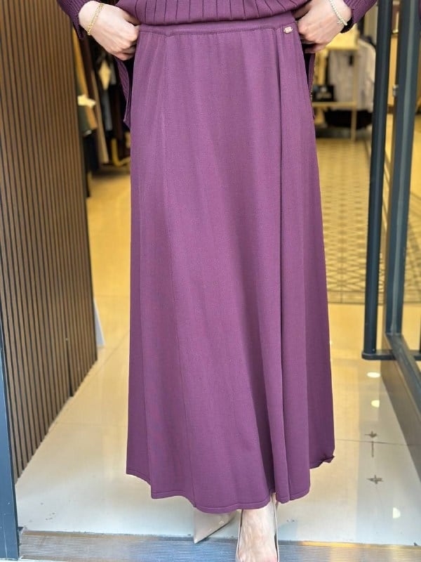 Miss Dalida 3262001 Bordo Örgü Teknikli Triko Kiloş Etek