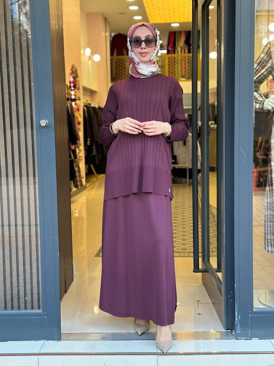 Miss Dalida 3266003 Bordo Kalın Fitilli Beli Lastikli Tunik