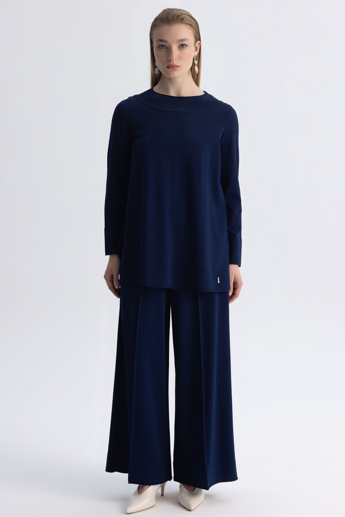 Miss Dalida 3266009 Lacivert Yuvarlak Yaka Basic Tunik