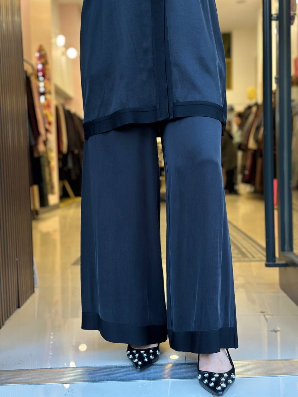 Miss Dalida 3267801 Siyah Geniş Paça Klasik Pantolon