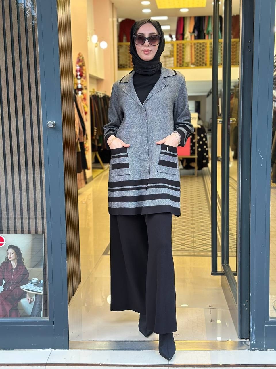 Miss Dalida 3268102 Siyah Kontrast Renkli Uzun Touch Me Ceket Siyah
