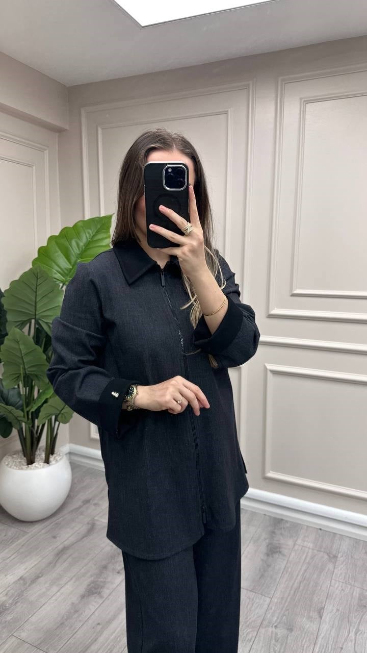 Miss Dalida 3268251 Siyah Önü Cepli Fermuarlı Touch Me Ceket