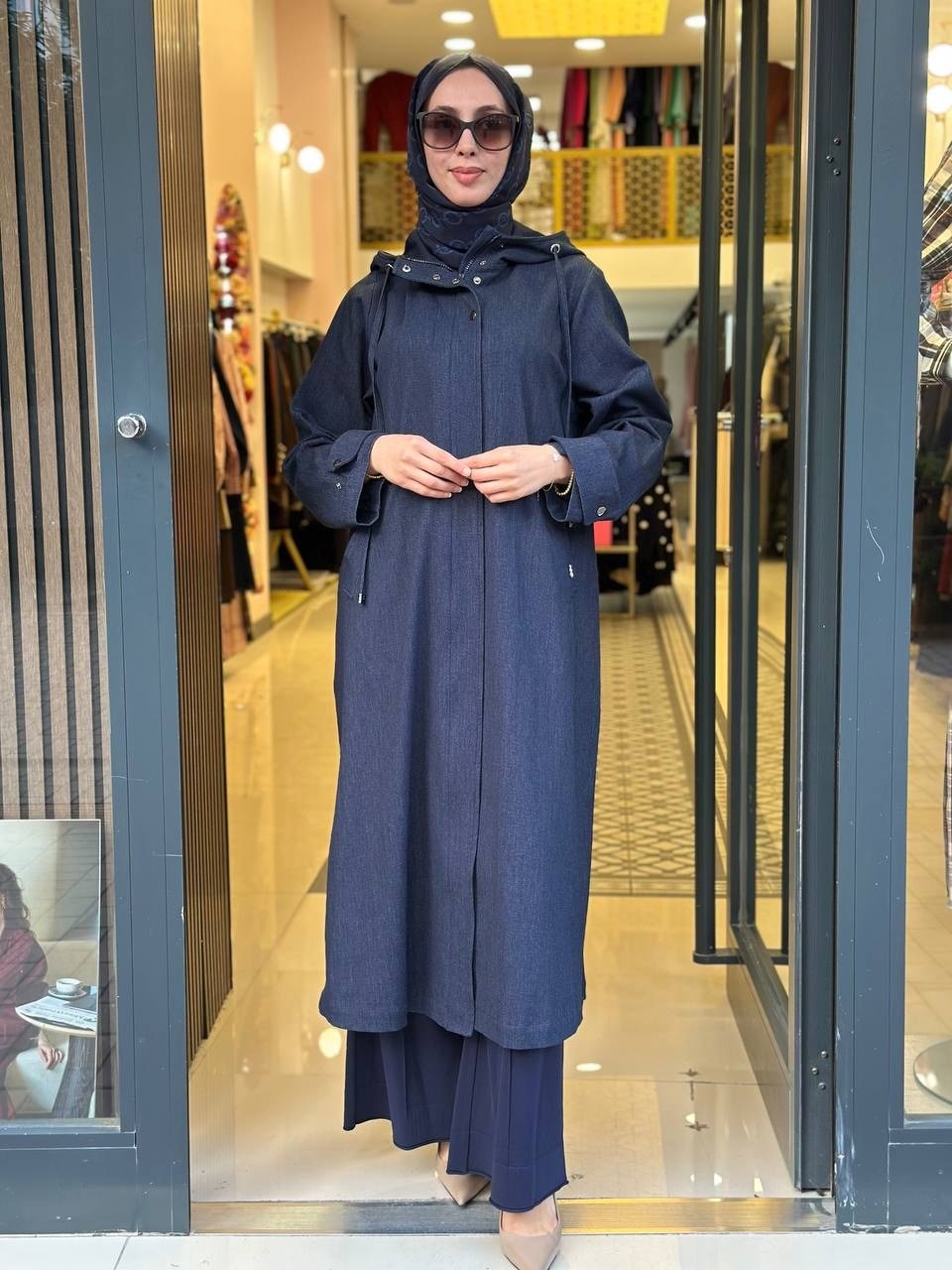 Miss Dalida 3268277 Lacivert Kapşonlu Kap