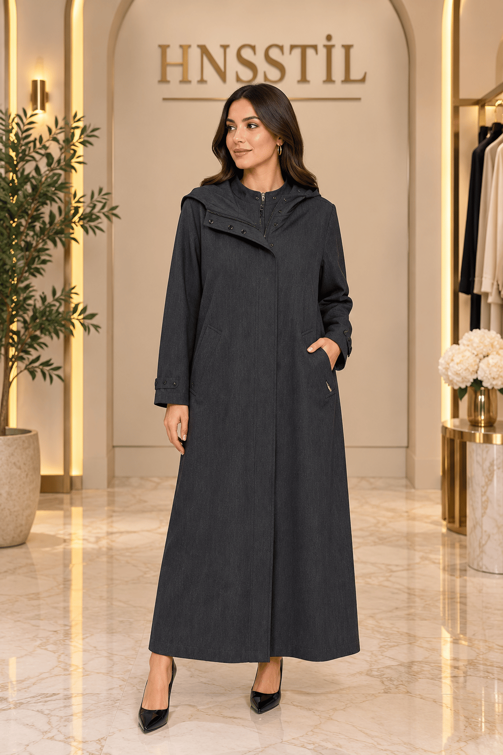 Miss Dalida 3268277 Siyah Kapşonlu Kap