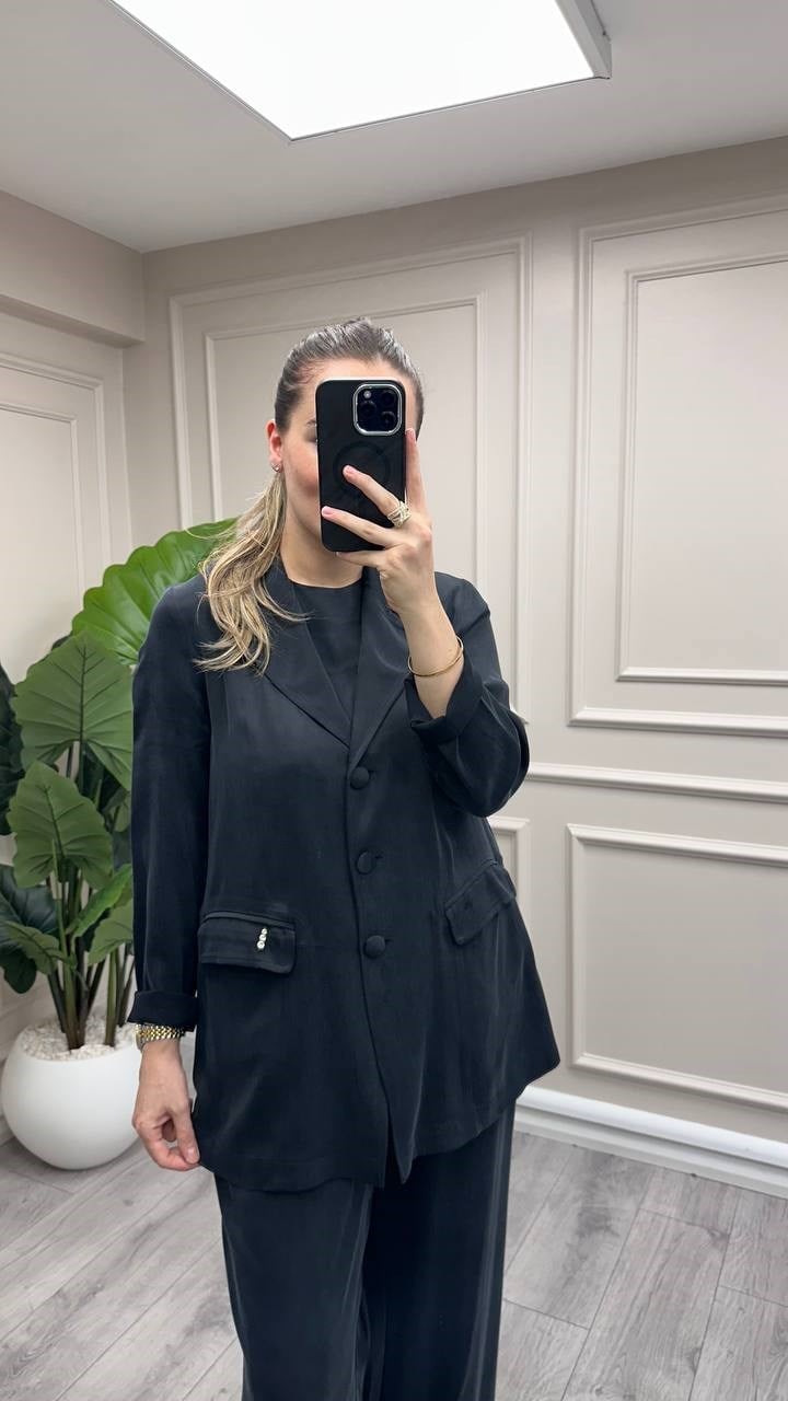 Miss Dalida 3268801 Modern Siluetli Siyah Blazer Ceket