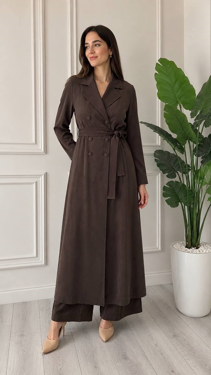 Miss Dalida 3268826 Kahve Elegant Kesim Uzun Kap