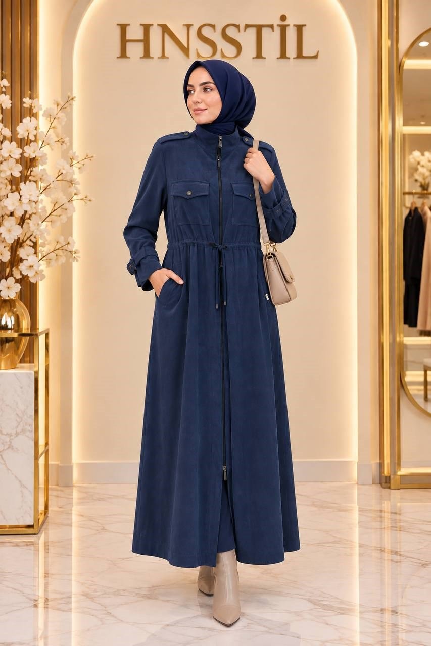Miss Dalida 3268827 Beli Büzgülü Lacivert Kap