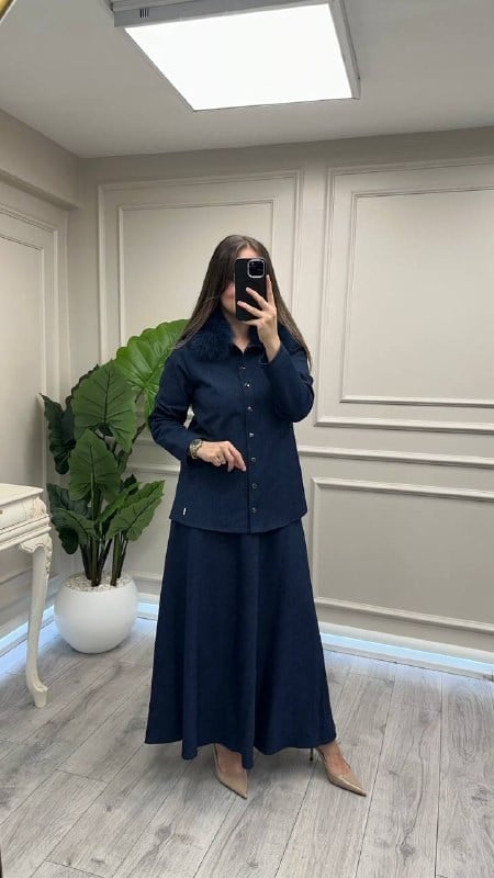 Miss Dalida 4262000 Navy A Kesim Denim Etek