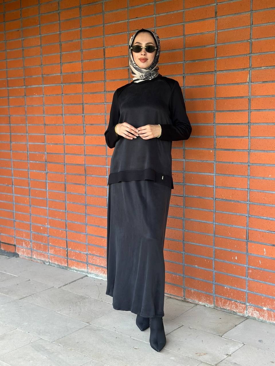 Miss Dalida 4262013 Siyah Triko Korsajlı Uzun Etek
