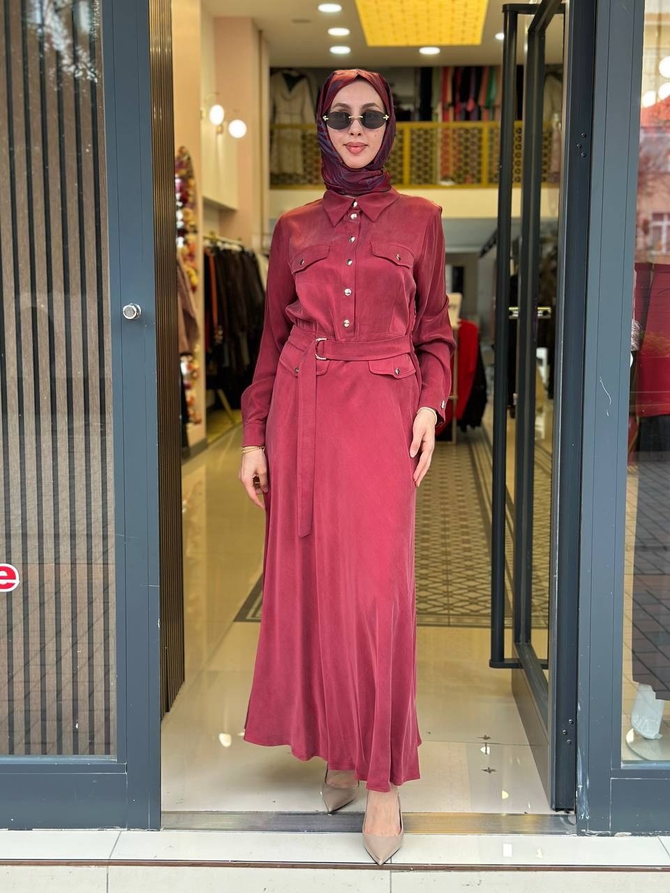 Miss Dalida 4264008 Cherry Cep Kapaklı Çıtçıt Detaylı Kumaş Elbise