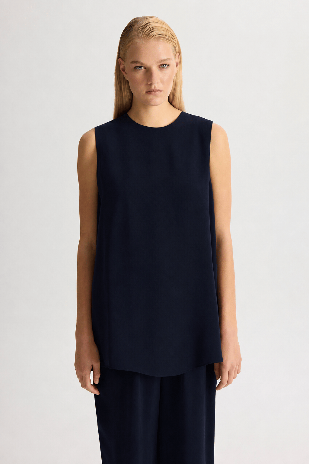 Miss Dalida T26Y-6007 Dark Navy Kolsuz Cupro Tunik Navy