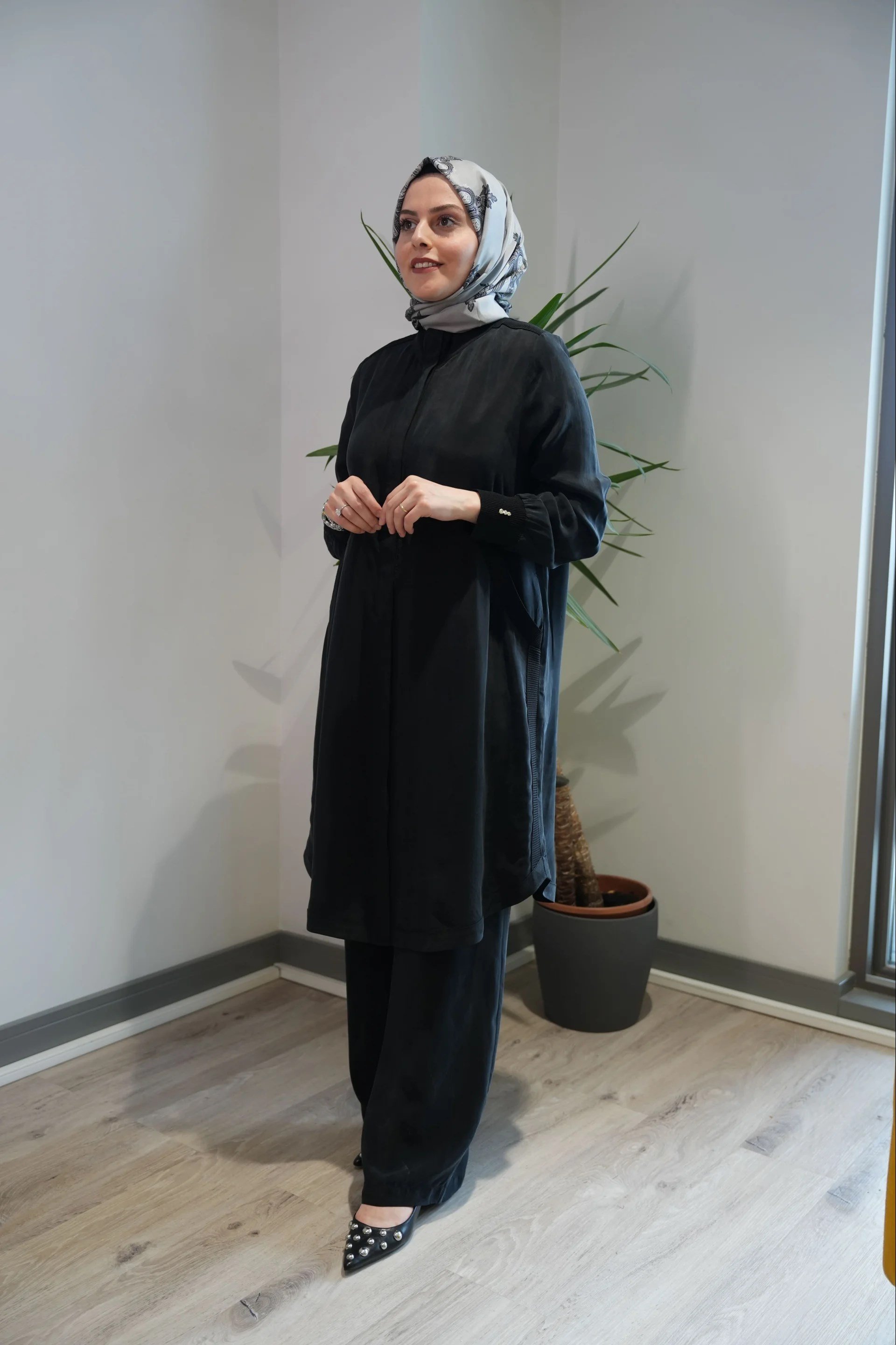 Miss Dalida T26Y-8008 Siyah Hakim Yaka Cepli Cupro Kap