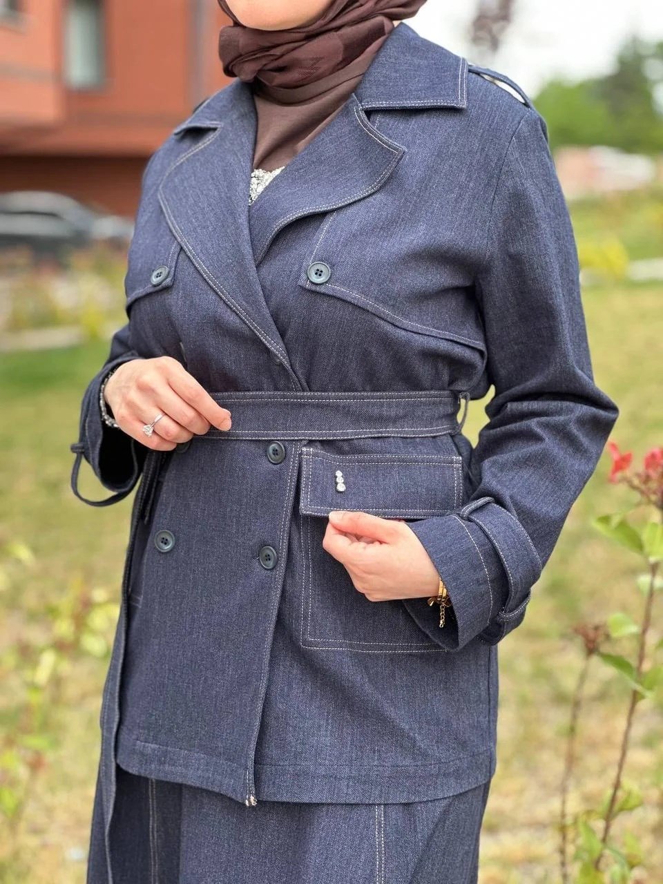 Miss Dalida T26Y8208 Lacivert Kargo Cepli Denim Ceket