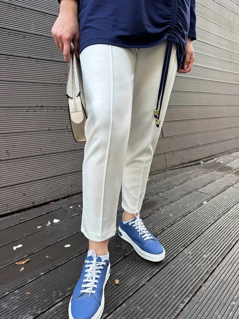 Missemramiss P4622 Ekru Nervürlü Pantolon