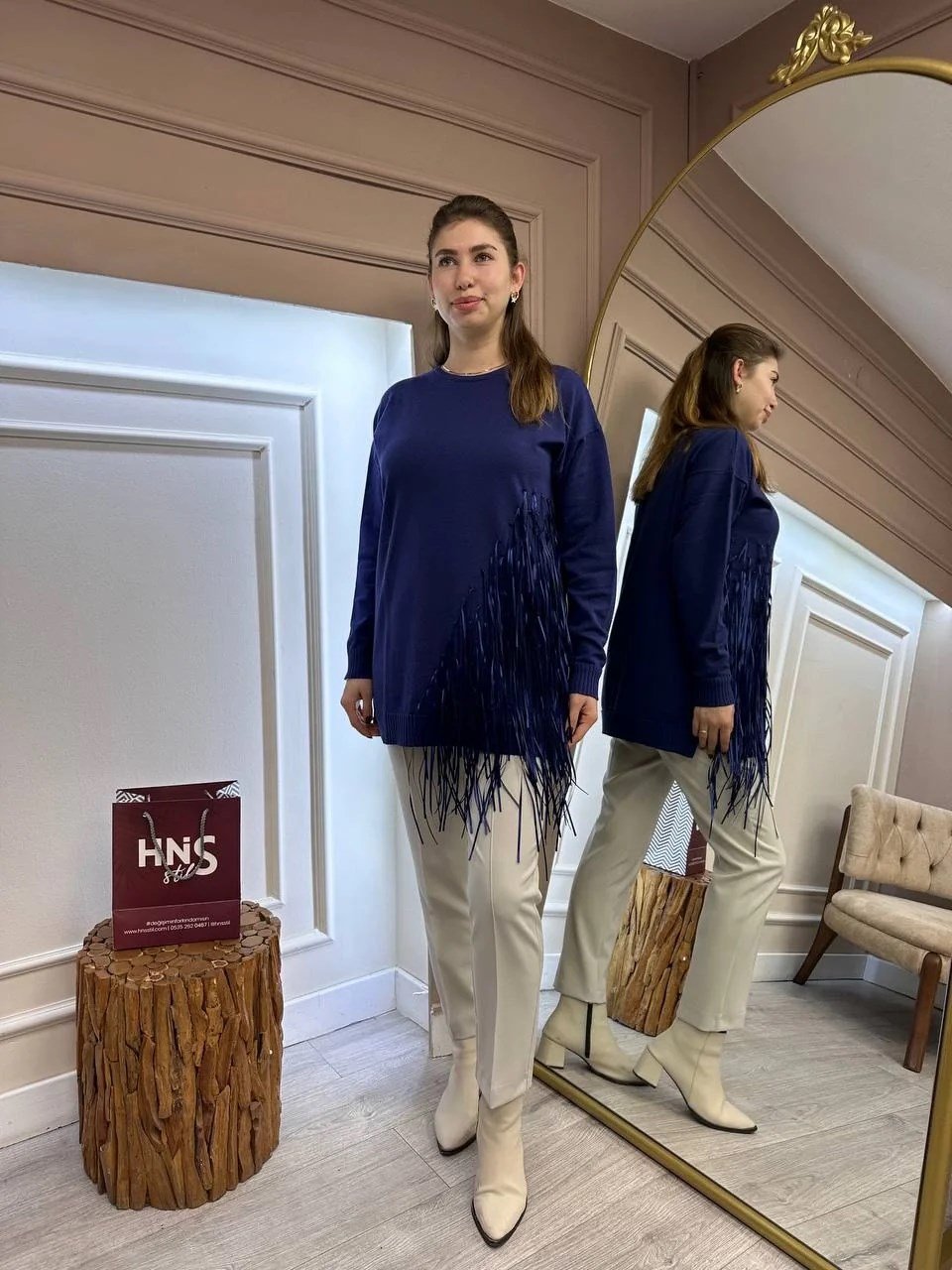 Missemramiss T4585 Lacivert Rope Basic Triko Kazak