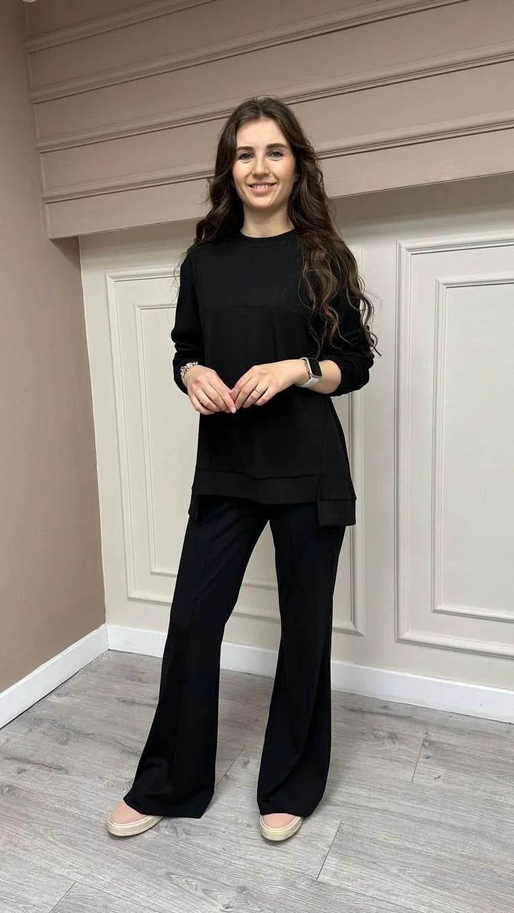 Misswhence 33100 Siyah İspanyol Paça Pantolon