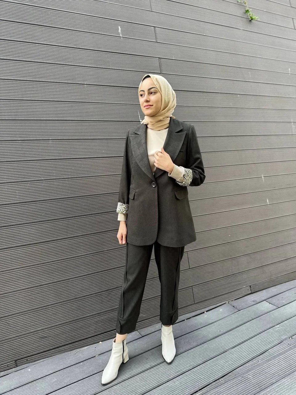 Misswhence 34201 Yeşil Ceket Pantolon İkili Takım