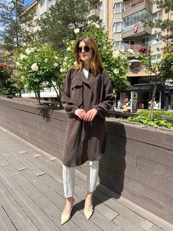Misswhence 37410 Kahverengi İpek Ara Boy Kap