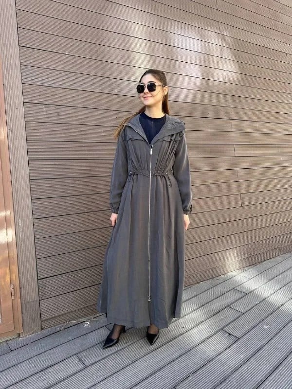 Misswhence 37504 Gri Büzgü Detaylı Kap