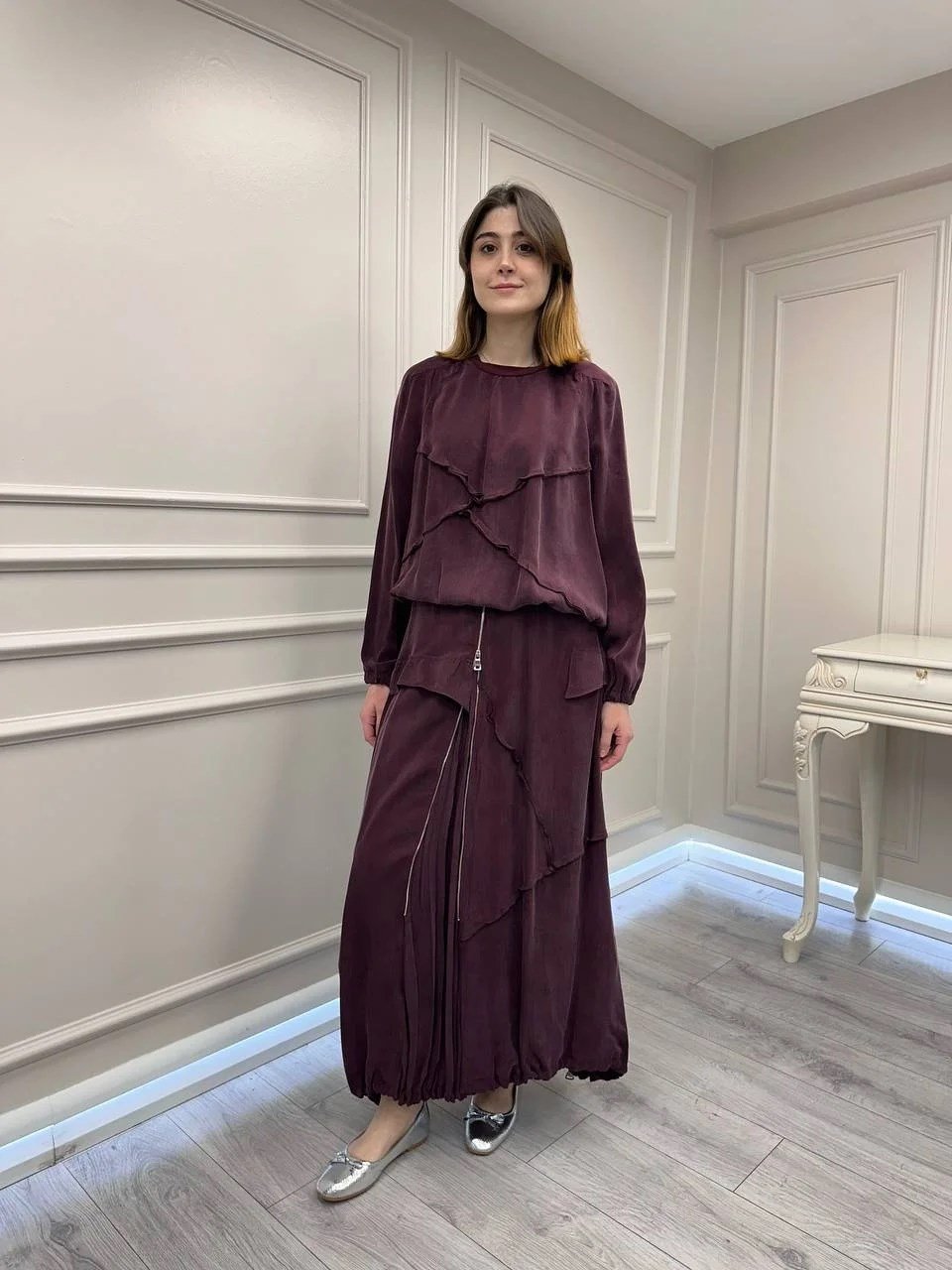 Misswhence 39020 Bordo Eteği Fermuar Detaylı Takım