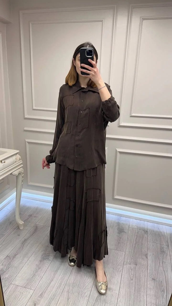 Misswhence 39304 Kahverengi Etekli Takım
