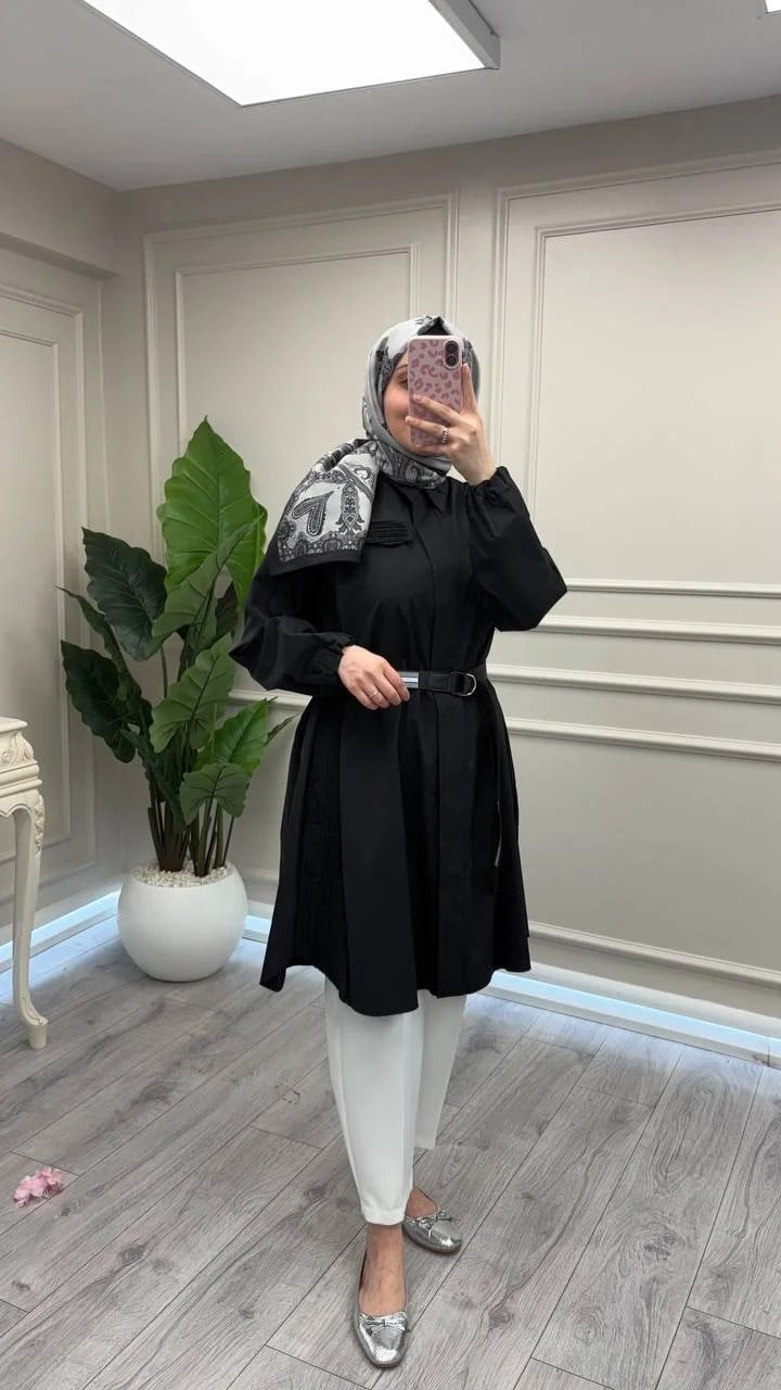 Misswhence 39305 Siyah Kemerli Tunik