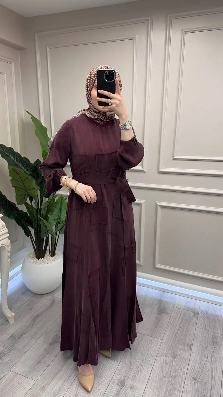 Misswhence 39804 Bordo Parça Detaylı Elbise