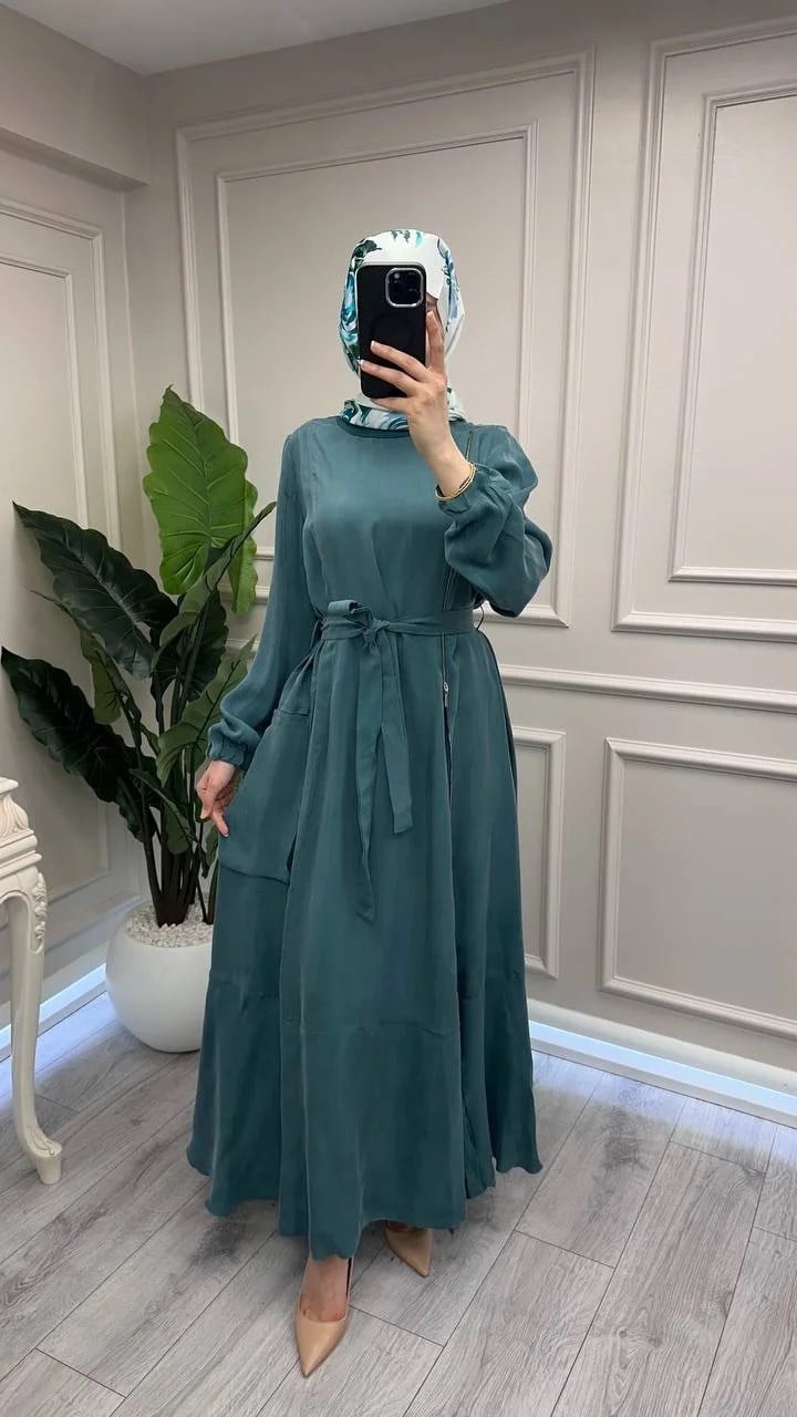 Misswhence 39809 Mint Fermuar Detaylı Elbise