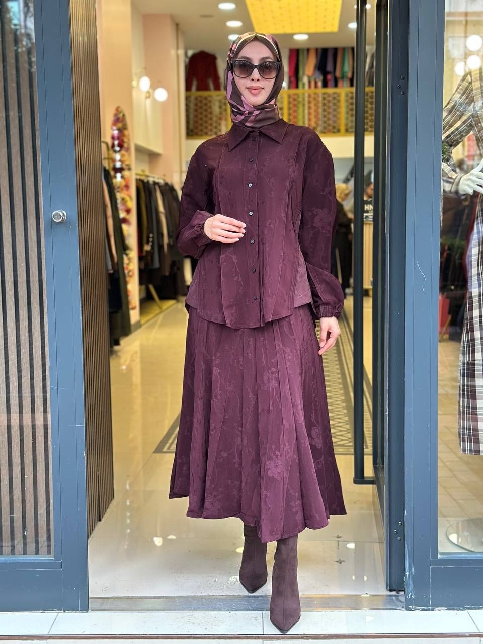 Misswhence 40210 Bordo Jakarlı Etek Takım