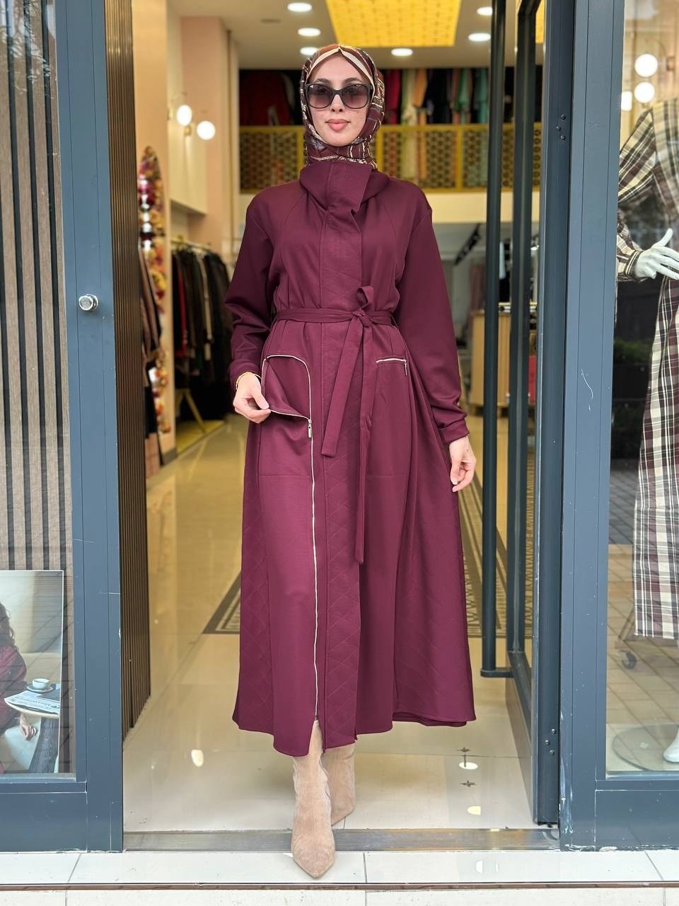 Misswhence 40517 Bordo Fermuar Detaylı Elbise