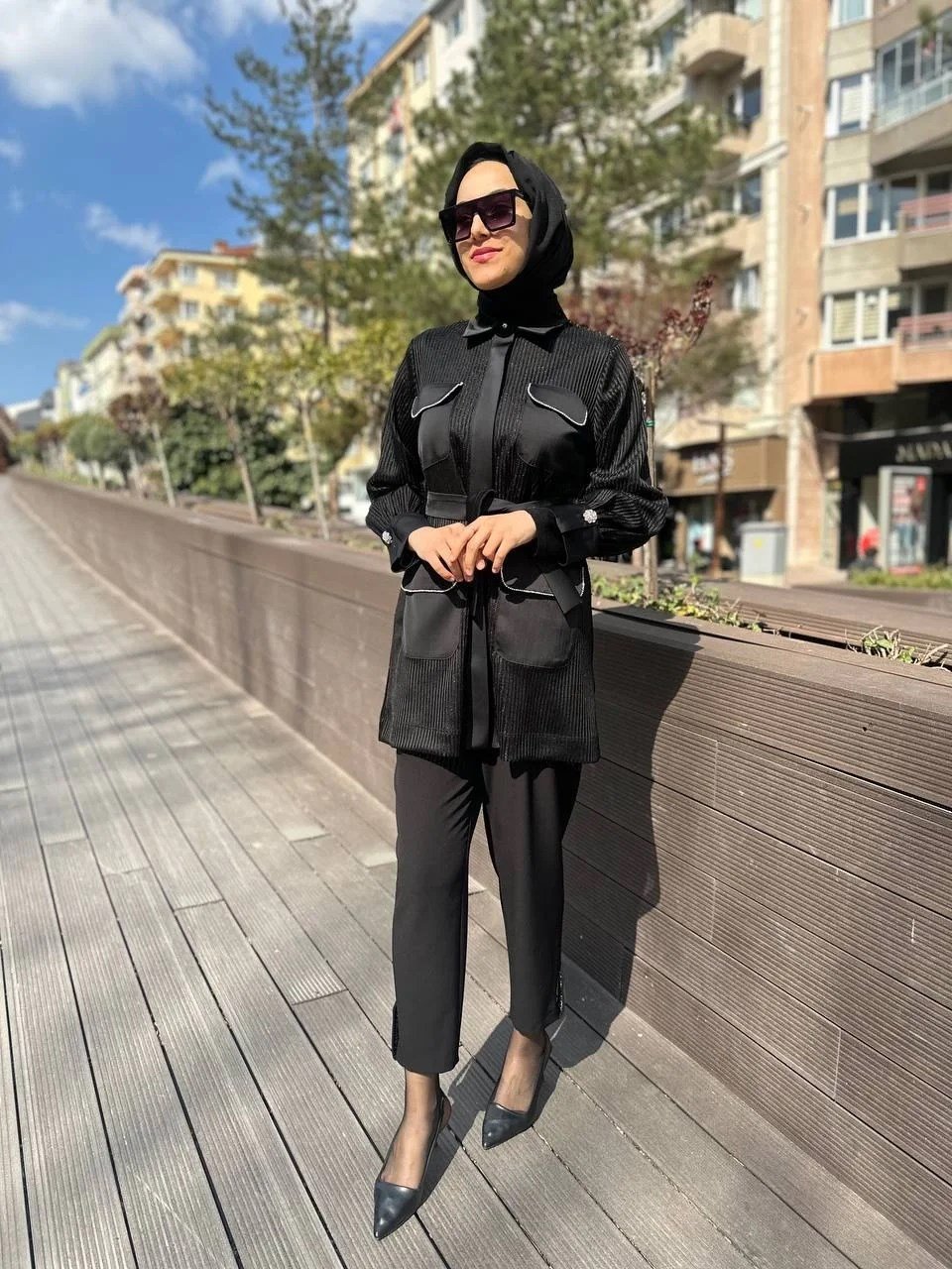 MY312 24S4223 Siyah Çizgili Organze Gömlek